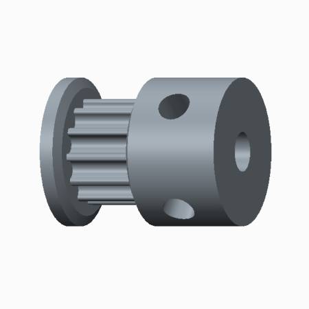HTD 3M 16 Teeth Double Flange Timing Pulley with Hub 3D CAD Models